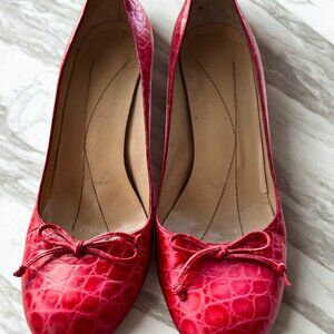 Kate Spade Pink Leather Snakeskin Print Heels-Size 9-EXCELLENT Condition